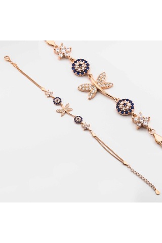 925 Ayar Gümüş Rose Nazar Boncuklu Yusufçuk Kadın  Bileklik