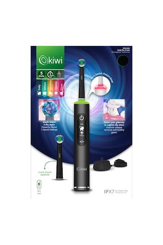 Kiwi Ktb-6540 Şarjlı Diş Fırçası 5 Farklı Mod & Lcd Ekran Siyah Şarjlı