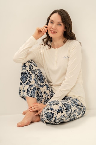 Pierre Cardin Kadın Krem Düğmeli Yaka Uzun Kol Pijama Takım Pc9285-s-v2 Pc9285-s-v2