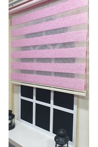 Lux Bambu Stor Zebra Perde Fuşya Pembe Etek Dilimli Stb 400 V16