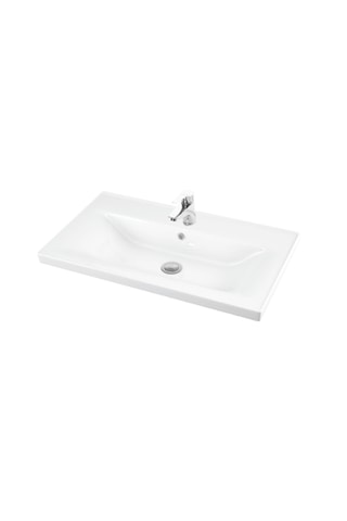 Salkım 80+35 Cm Beyaz Balon Mdf Seramik Lavabolu Asma Banyo Dolabı Takımı