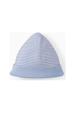 Yenidoğan Şapka Mavi Çizgili Mavi