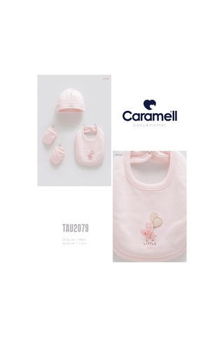 Caramell My Baby Kumsal 4lü Takım Aksesuar Eldiven Önlük Bere Soft Color 2079 Pembe Pembe