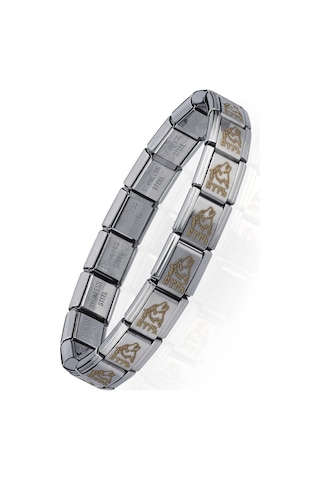 Kurt Kafası Göktürkçe Türk Yazılı İtalyan Charm Unisex Çelik Bileklik Scb57 Beyaz 90077367