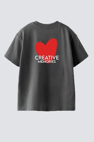 Monila Kız Çocuk Pamuklu Bisiklet Yaka Sırtı Baskılı T-shirt Antrasit