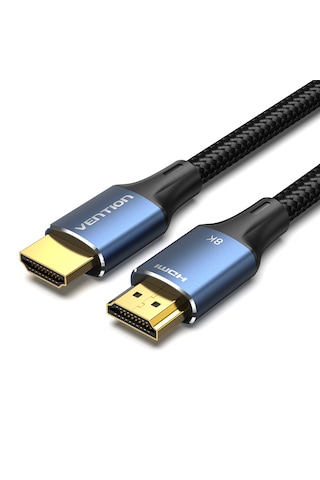 Vention Hdmı 2,1 Kablo 8k 60hz 4k 120hz 48gbps Pamuk Örgülü Alüminyum Alaşım - Mavi 2m