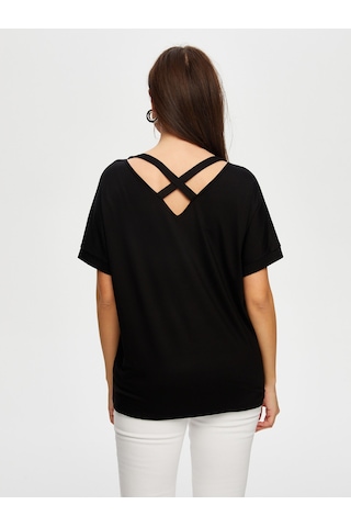 Faik Sönmez Yuvarlak Yaka Düşük Kollu T-shirt B00003-1 B00003-110 Siyah