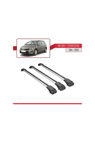 Volkswagen Golf 7 Sportsvan 2014-2020 Arası İle Uyumlu Ace-1 Ara Atkı Tavan Barı Gri 3 Adet Bar