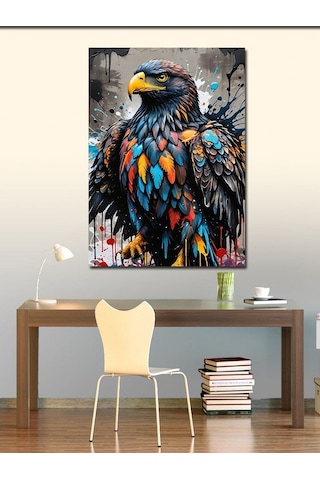 Kanvas Tablo Kartal Renkli Boyama 50cmx70cm
