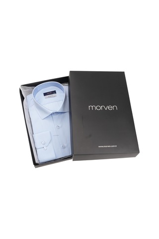 Morven Buz Mavisi Slim Fit Düz Sert Yaka Kolay Ütülenebilen Hediye Kutulu Uzun Kollu Gömlek 99mc004001311 Buz Mavisi