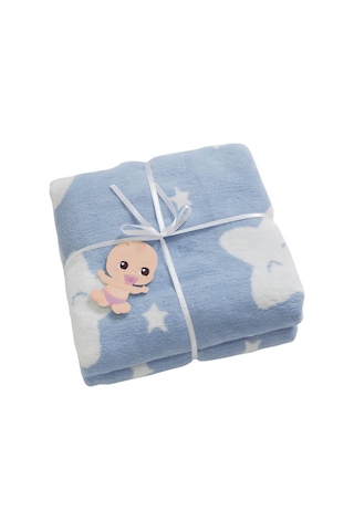 Dolce Bonita Home Pamuklu Bebek Battaniye Star Açık Mavi