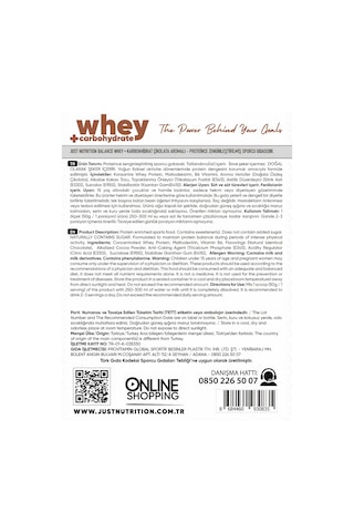 Just Nutrition Whey Protein Tozu + Karbonhidrat 400 Gr 8 Servis Çikolata + Shaker + Protein Kahve Hediyeli çikolata