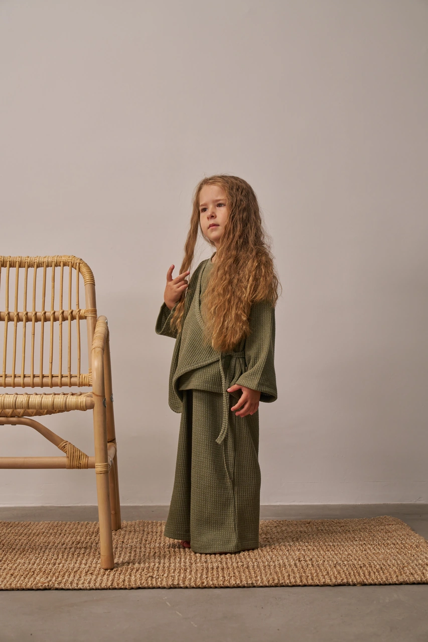 Haki Waffle Bağlamalı Takım Haki