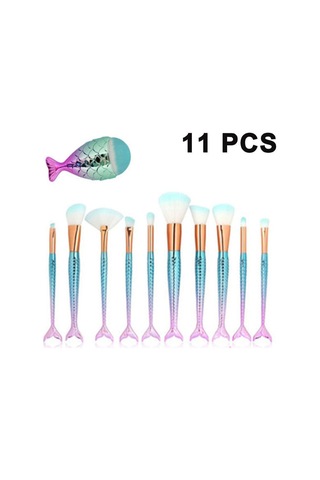 Makyaj Fırçaları Seti 11 Adet Denizkızı Makyaj Fırçası Seti Makyaj Fırçaları