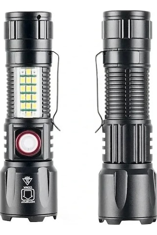 Ws-2828 Ultra Usb Şarjlı Polis El Feneri, Bekçi, Asker El Feneri Çok Renkli