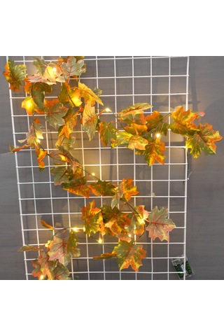 Suofeng Harvest Renkli Yapay Akçaağaç Yapraklı Işıklı Süs, 2m 10 Işık, 3xaa Pil Gerekiyor Pil Dahil Değil