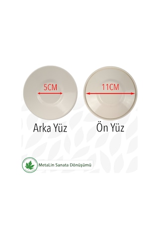 12'li Metal Çay Tabağı - Krem Krem