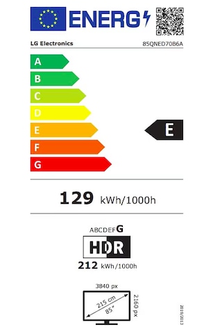 LG 85QNED70B6A 4K Ultra HD 85" 216 Ekran Uydu Alıcılı WebOS Smart QNED Mini LED TV