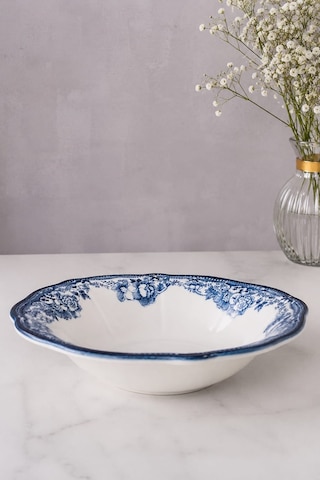 Porser Porselen Velour Navy Fulya Bowl Kase 26cm Tekli Çok renkli