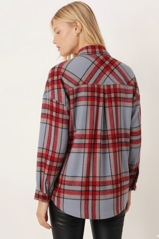 Armonika Kadın Gri Melanj Erkek Yaka Yanları Yırtmaçlı Oversize Ceket Arm-26k001009