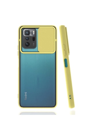 Noktaks - Xiaomi Uyumlu Xiaomi Poco X3 Gt - Kılıf Slayt Sürgülü Arkası Buzlu Lensi Kapak - Turkuaz
