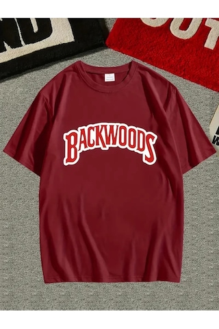 Flood Of Style Erkek Bordo Backwoods Baskılı Oversize