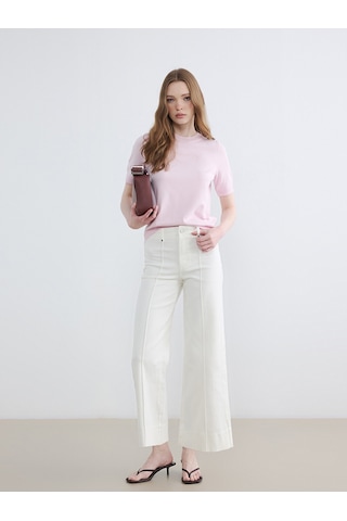 Lcw Modest Ekru Wideleg Fit Kadın Jean Pantolon