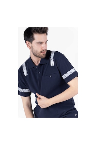 Polo Yaka Reflektörlü T-shirt - Lacivert Lacivert