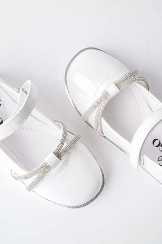 Muggo Unicorn Garantili Günlük Ortopedik Hafif Taban Taşlı Ve Cırtlı Kız Çocuk Babet Beyaz