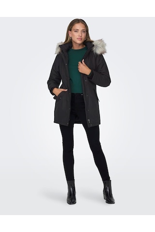 Only Bayan Uzun Mont Kapüşonlu Parka 15300633 Siyah