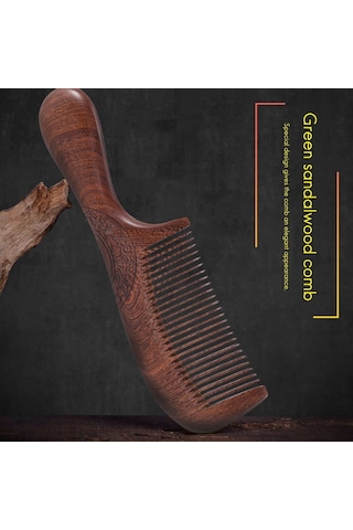 Unisex Sandal Ağacı Tarak Kadın Erkek Ev Seyahat Ahşap Anti-statik Ince Diş Tarak Ahşap Saplı Saç Tarağı