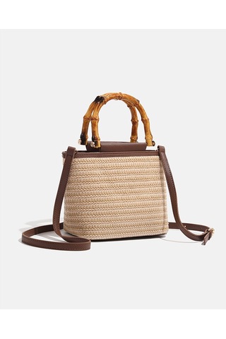 Charhp&kejnt Dokuma Çanta Çok Yönlü Moda Elde Taşınan Omuz Çantası Kahverengi