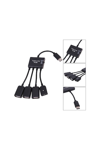 Type C Otg Hub 3 Port Usb 2.0 Çoklayıcı Hub + Mikro Usb Şarj Girişi