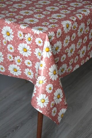 Elyaf Silinebilir Pvc Muşamba Masa Örtüsü 1754-1 Minipapatya Pembe