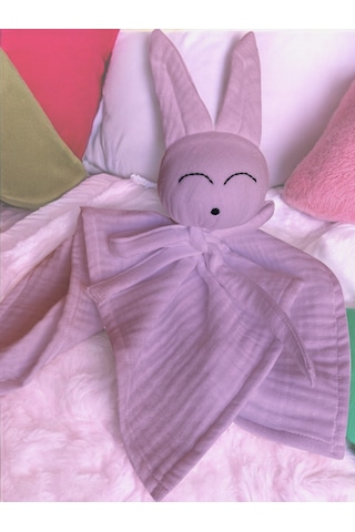 Müslin Bebek Uyku Arkadaşı 4 Katlı Tavşan Organik Pudra Pembe