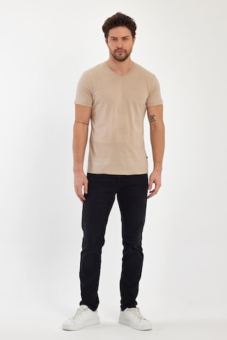 Erkek Compact Penye V Yaka T-shırt Ofxford Tan