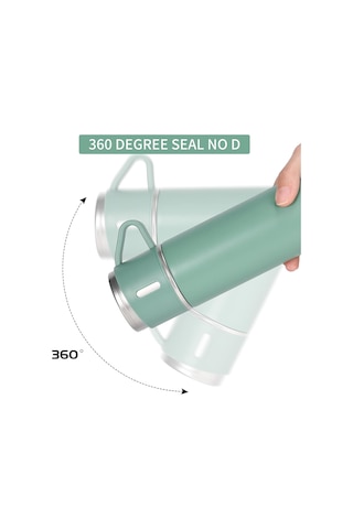Bardaklı Paslanmaz Çelik Termos 500 Ml Sızdırmaz Kapak, 12 Saat Sıcak & Soğuk Yeşil