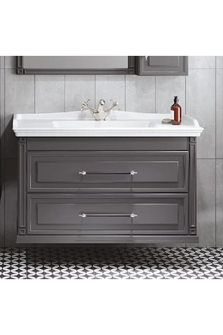 Denko Albatros 100 Cm Mdf Gri Banyo Dolabı Alt Modül Ve Lavabo Gri