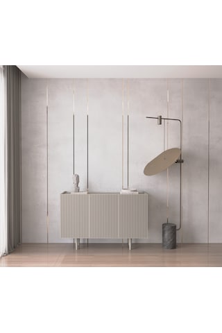 Enwood Capella Kum Taşı Rengi Mdf 3 Kapaklı Raflı 120 Lık Konsol