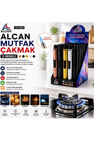 Alcan Us-53 Izgaralı Rüzgâr Mutfak Ocak Çakmağı - Renkli Doldurulabilir- 25'li Paket Diğer