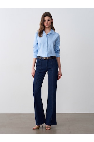 Dilvin 72309 Dikiş Detaylı Flare Jean-lacivert