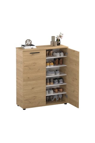 Trendline Çok Amaçlı İki Kapaklı 5 Raflı Dolap Florida Meşe 91x108x35 Cm Meşe