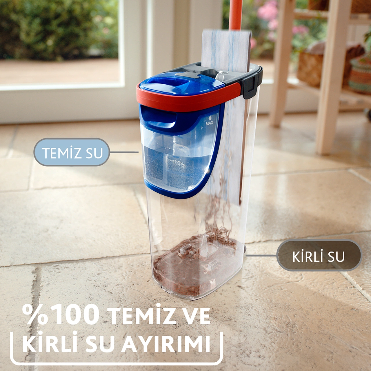 Vileda Vld0000000472 H2pro %100 Kirli Ve Temiz Suyu Ayıran Temizlik Seti & Mikrofiber Mop Vileda