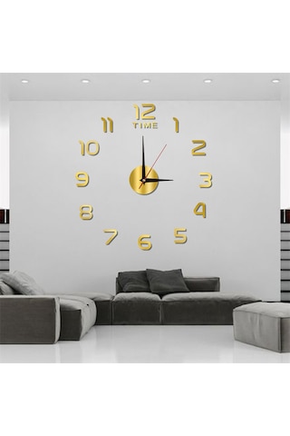 Teltree Akrilik Işıklı Sessiz Duvar Saati - Minimalist Dekoratif Dıy Saatler - Altın Renk 40cm Toplu Satış Çok Renki