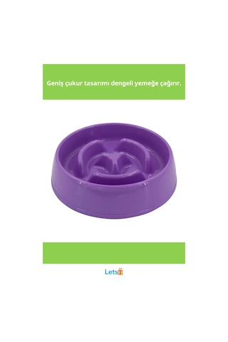 Mikopet Yavaş Mama Yeme Kabı 775 Ml. Plastik Tasarım Çok Renkli