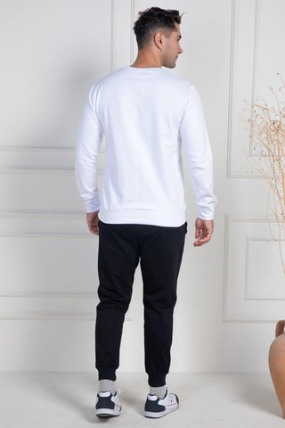 Mecit Pijama Mecit 2976 Beyaz İki İp Örme Spor Model Erkek Pijama Takımı Beyaz
