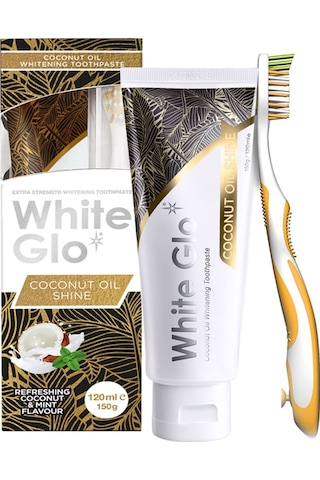White Glo Hindistan Cevizi Özlü Beyazlatıcı Diş Macunu 120 ML + Diş Fırçası x 2