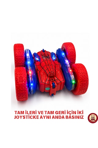 Oyuncak Led Işıklı 360 Akrobat Uzaktan Kumandalı Araba Şarjlı 4x4 Off Road Dublör Oyuncak Araba Kırmızı
