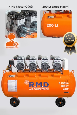 R.M.D Kompresör 200 Lt Hava Kompresörü Sessiz Ve Yağsız S750I4