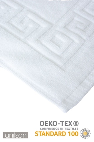 Beyaz Greek Ayak Havlusu - 50x70 Cm, 245 Gr, %100 Pamuk, Spa Ve Otel Banyo Paspası, Günlük Kullanıma Uygun Beyaz